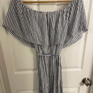 Off the shoulder seersucker dress